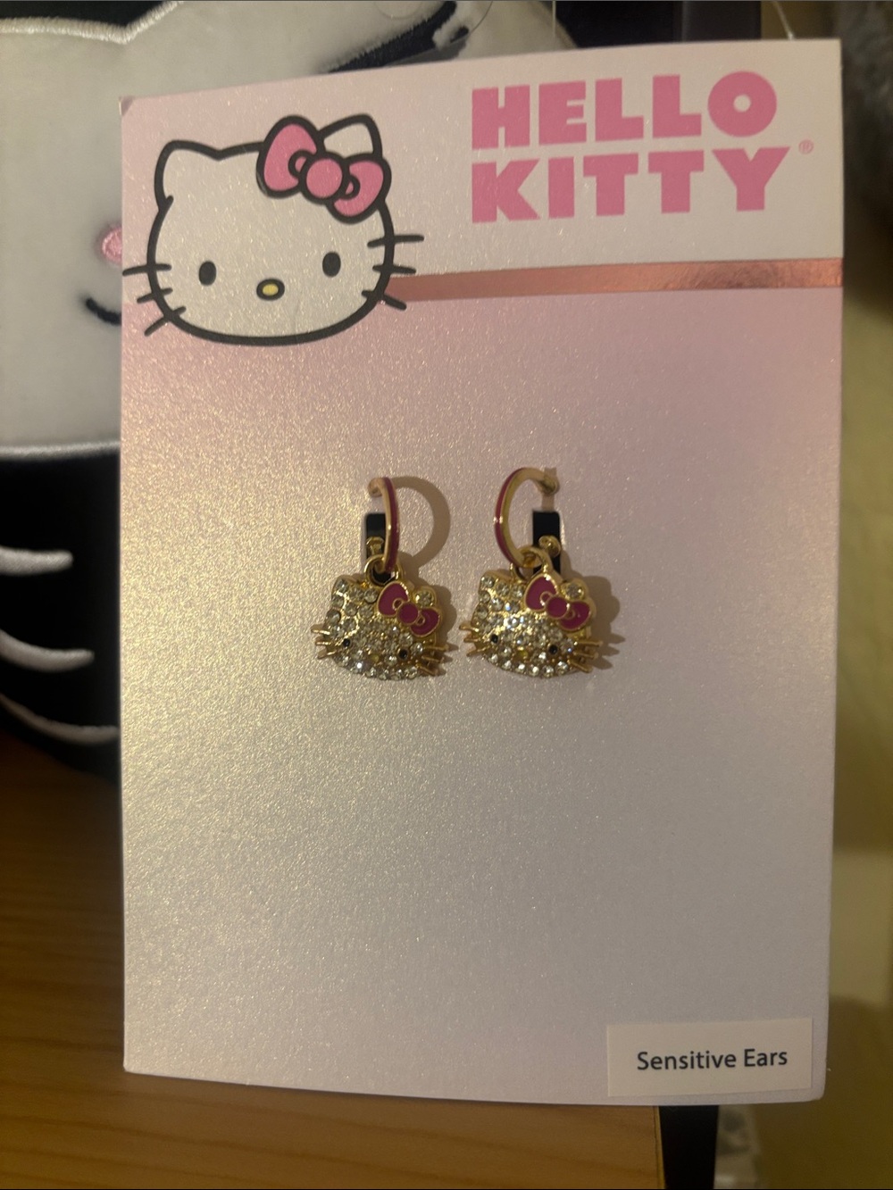 Hello Kitty Sparkly Earrings for Sensitive Ears